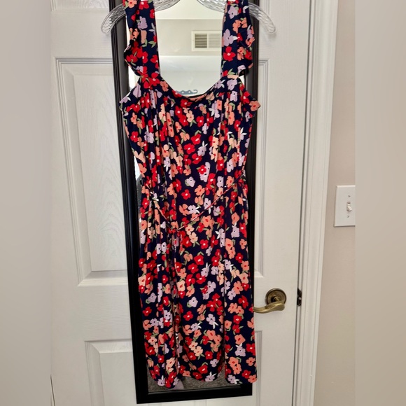 Ann Taylor Floral Midi Dress - Red, Pink, and White - Picture 1 of 4